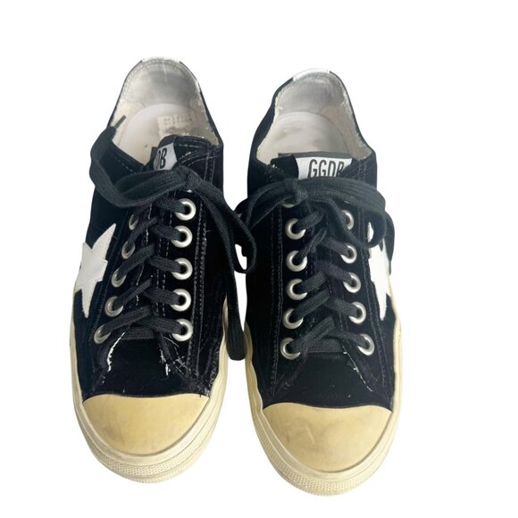 GOLDEN GOOSE V Star 2 Velvet Black White Low Top Womens Sneakers size 37 7 - Picture 2 of 16